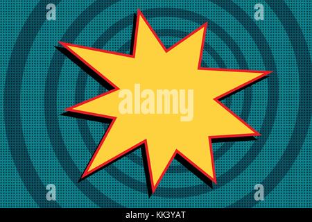 yellow cartoon explosion on a blue background. Pop art retro vector illustration Stock Vector