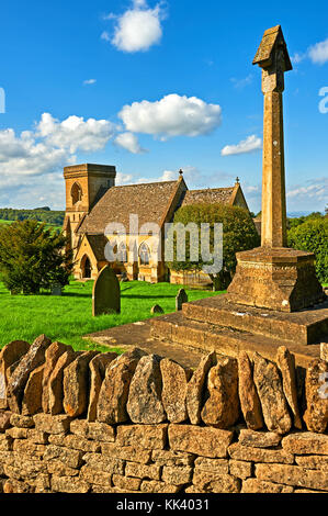 The small parish church of St Barnabus in the Cotswold village of Snowshill on a late summer afternoon Stock Photo