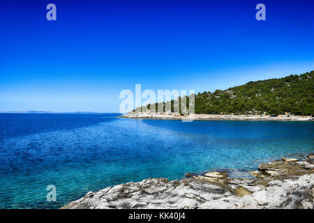Calm summer morning on the Kosirina beach, Murter Croatia Stock Photo