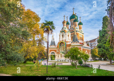 Russian orthodox church in the autumn, Nice, France Stock Photo