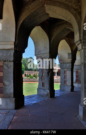 The tomb of ISA KHAN NIYAZI was built in 1547 AD and is part of the HUMAYUN TOMB COMPLEX - NEW DELHI, INDIA Stock Photo