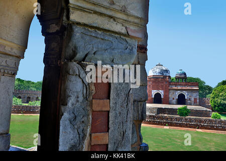 The tomb of ISA KHAN NIYAZI was built in 1547 AD and is part of the HUMAYUN TOMB COMPLEX - NEW DELHI, INDIA Stock Photo