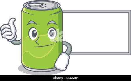 Thumbs up with board soft drink character cartoon Stock Vector