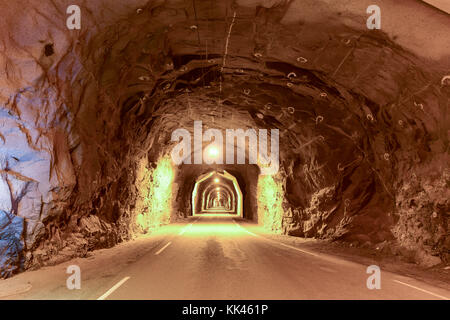 Utakleiv tunnel (Uttakleivtunnelen) in Vestvagoy, Lofoten, Nordland, Norway, Scandinavia, Europe Stock Photo