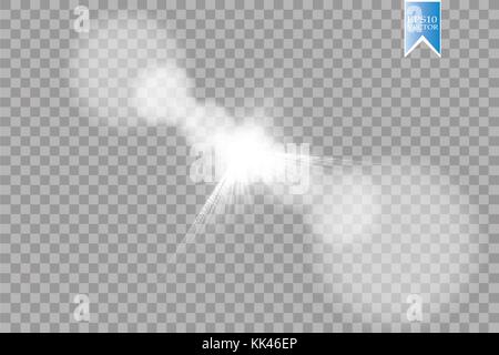 Vector transparent sunlight special lens flare light effect. Sun flash with rays and spotlight Stock Vector