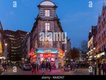 Ed's Diner restaurant on Wardour Street, night shot with neon light illuminations, Soho, London Stock Photo