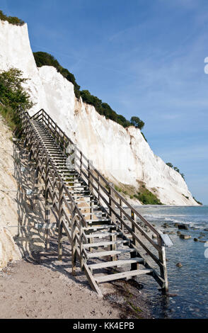 Møns Klint, the steep chalk cliffs up to 120m above sea on the eastern Baltic Sea coast of the island Møn southeast of Sealand, Denmark, Møn or Moen. Stock Photo