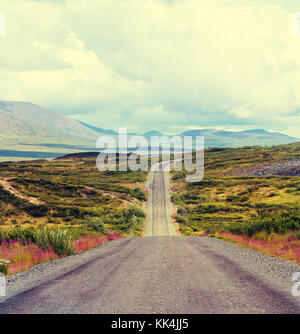 Tundra landscapes above Arctic circle Stock Photo