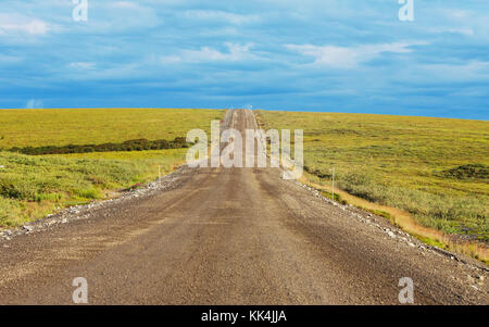 Tundra landscapes above Arctic circle Stock Photo