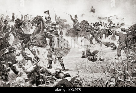 The Battle of Milazzo, 17–24 July 1860, between Giuseppe Garibaldi's volunteers and the troops of the Kingdom of Two Sicilies at Milazzo, Sicily.  From Hutchinson's History of the Nations, published 1915. Stock Photo