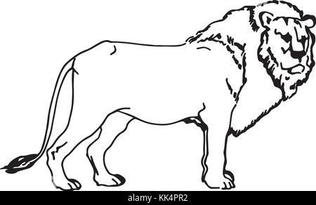 black and white vector silhouette of a lion Stock Vector