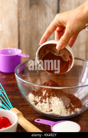 Chocolate Thumbprint Cookies with Maraschino Cherries Stock Photo