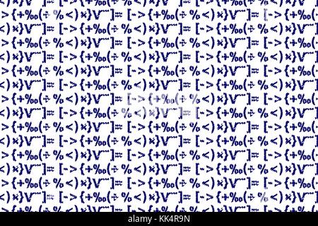 Mathematical symbols - blue and white - vector pattern Stock Vector