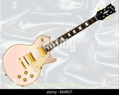 The definitive rock and roll guitar in pink isolated over a white silk background. Stock Vector