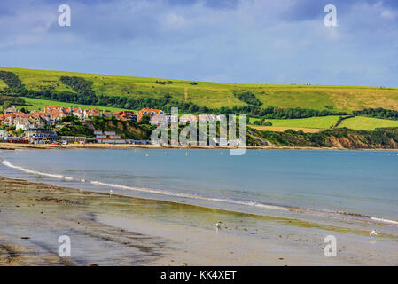 View of Swanage seaside town in England Stock Photo