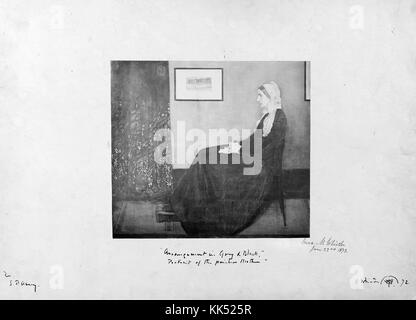 Photograph of Anna M Whistler, posed as a study for the eventual painting 'Whistler's Mother', photograph captioned 'Arrangement in grey and black, Portrait of the painter's mother', by James McNeill Whistler, 1872. From the New York Public Library.
