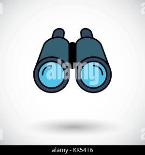 Binoculars. Flat icon on the white background for web and mobile applications. Vector illustration. Stock Vector
