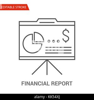 Financial Report Icon. Thin Line Vector Illustration - Adjust stroke weight - Expand to any Size - Easy Change Colour - Editable Stroke - Pixel Perfec Stock Vector