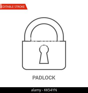Padlock Icon. Thin Line Vector Illustration. Adjust stroke weight - Expand to any Size - Easy Change Colour - Editable Stroke - Pixel Perfect Stock Vector