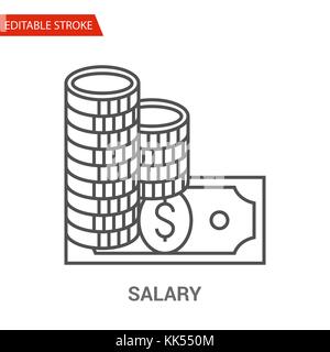 Salary Icon. Thin Line Vector Illustration - Adjust stroke weight - Expand to any Size - Easy Change Colour - Editable Stroke - Pixel Perfect Stock Vector