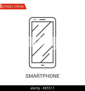 Smartphone Icon. Thin Line Vector Illustration - Adjust stroke weight - Expand to any Size - Easy Change Colour - Editable Stroke - Pixel Perfect Stock Vector