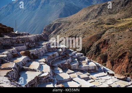 Maras salt ponds located at the Urubamba, Peru Stock Photo