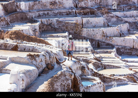 Maras salt ponds located at the Urubamba, Peru Stock Photo