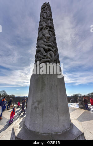 Oslo, Norway - February 28, 2016: Sculpture in the Vigeland Park. It is the world's largest sculpture park made by a single artist, and is one of Norw Stock Photo