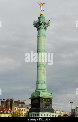 Paris, France - November 25, 2006: The July Column (Colonne de Juillet) is a monument to the Revolution of 1830 on Place de la Bastille in Paris, Fran Stock Photo