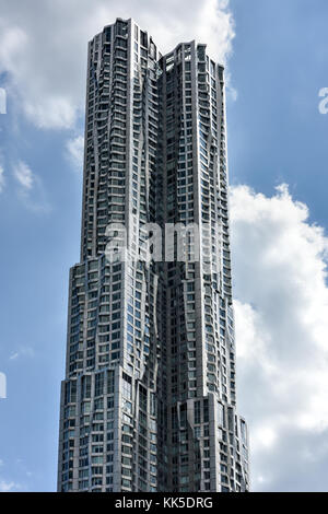 New York City - June 29, 2016: Frank Gehry's Beekman Tower containing luxury apartments in the city of New York, New York. Stock Photo