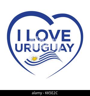 I love uruguay with outline of heart and uruguayan flag, icon design, isolated on white background Stock Vector