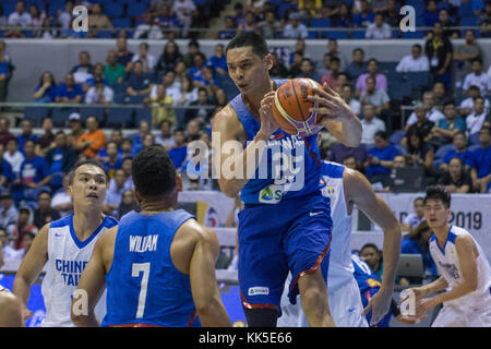 Cubao, Quezon City, Philippines. 27th Nov, 2017. Japeth Aguilar on a solo rebound sequence Gilas Pilipinas defended their home against Chinese Taipei. Game ended at 90 - 83. Credit: Noel Jose Tonido/Pacific Press/Alamy Live News Stock Photo