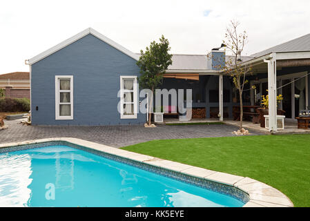 Exterior of the backyard of a modern suburban home Stock Photo