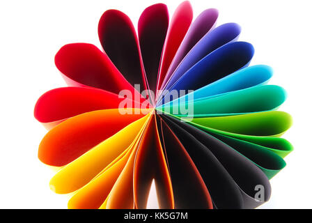 color colorful paper folded isolated on white Stock Photo