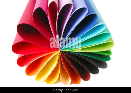 color colorful paper folded isolated on white Stock Photo