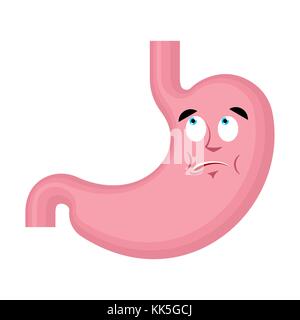 Stomach does not know confused emoji face avatar. Belly perplexed emotions. Internal organ surprise. Vector illustration Stock Vector