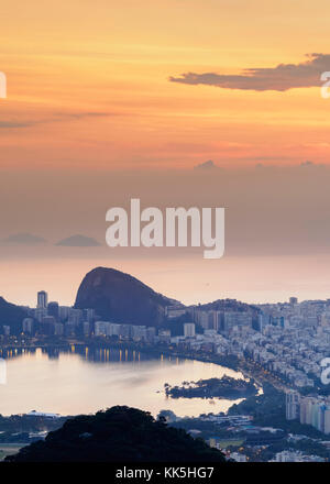 Cityscape from Vista Chinesa at dawn, Rio de Janeiro, Brazil Stock Photo
