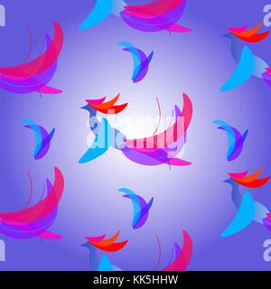Seamless texture consisting of an abstract fantastic bird. Stock Vector