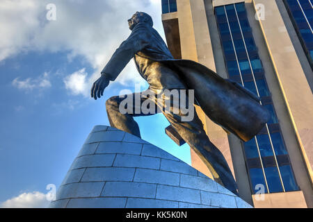 Adam Clayton Powell, Jr. statue in New York. Adam Clayton Powell, Jr. was an American politician and pastor who represented Harlem, New York City. Stock Photo