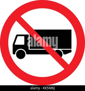No trucks. Truck prohibition sign, vector illustration. Stock Vector
