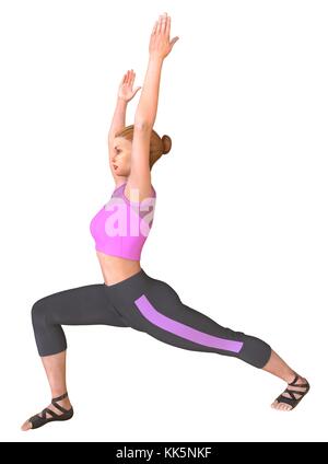 Beautiful girl doing yoga isolated on white 3d illustration Stock Photo ...