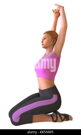 Beautiful girl doing yoga isolated on white 3d illustration Stock Photo ...
