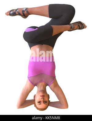 Beautiful girl doing yoga isolated on white 3d illustration Stock Photo ...