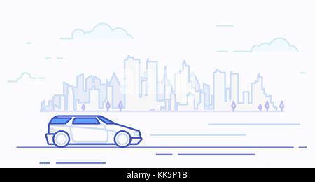 Modern car in the city Stock Vector