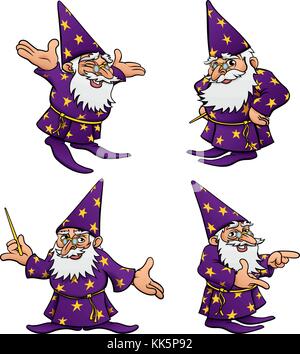 Cartoon Wizard Mascot Set Stock Vector