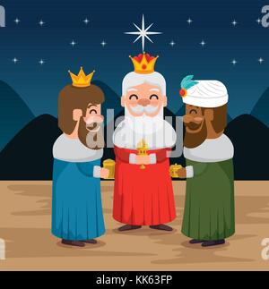 the three magic kings of orient cartoons Stock Vector