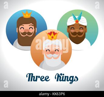 the three magic kings of orient cartoons Stock Vector