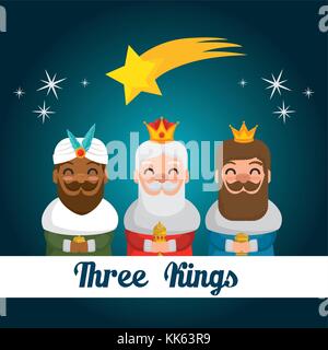 the three magic kings of orient cartoons Stock Vector