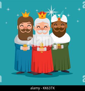 the three magic kings of orient cartoons Stock Vector