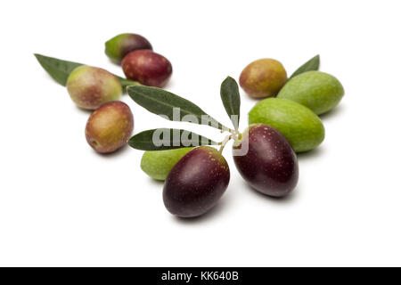 Olives isolated on white background. View from above Stock Photo